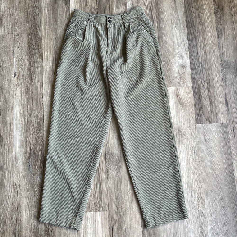 Madewell Size 6 High Rise Corduroy Tapered Pants Trousers Pleated Preppy Green